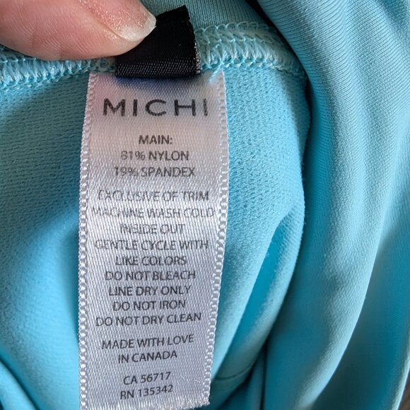 Michi Ray Legging Island Blue Criss Cross Waistband Size XS Gym Workout Yoga - Picture 8 of 9